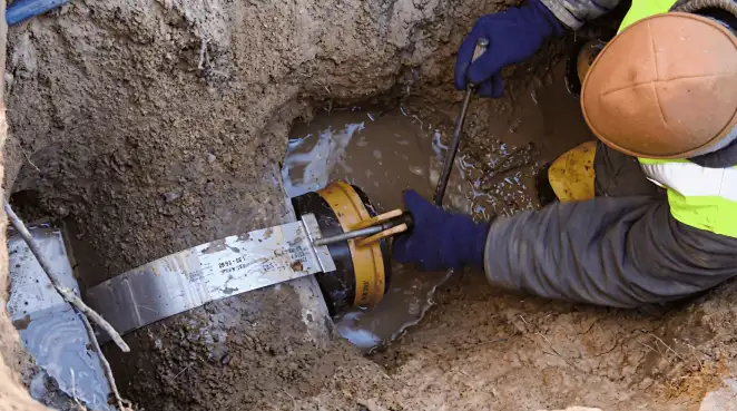 Technician performing underground drainage repair for foundation protection and gutter systems in Phoenix, AZ